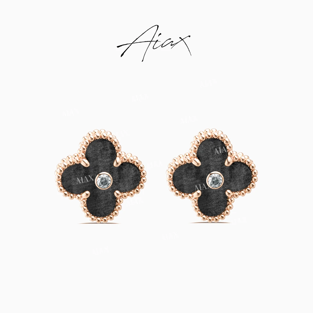 AIAX 镀K金  简约气质设计师经典轻奢时尚百搭四叶耳环TSL1242