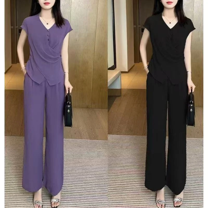 时尚套装夏季新款气质休闲收腰显瘦洋气两件套