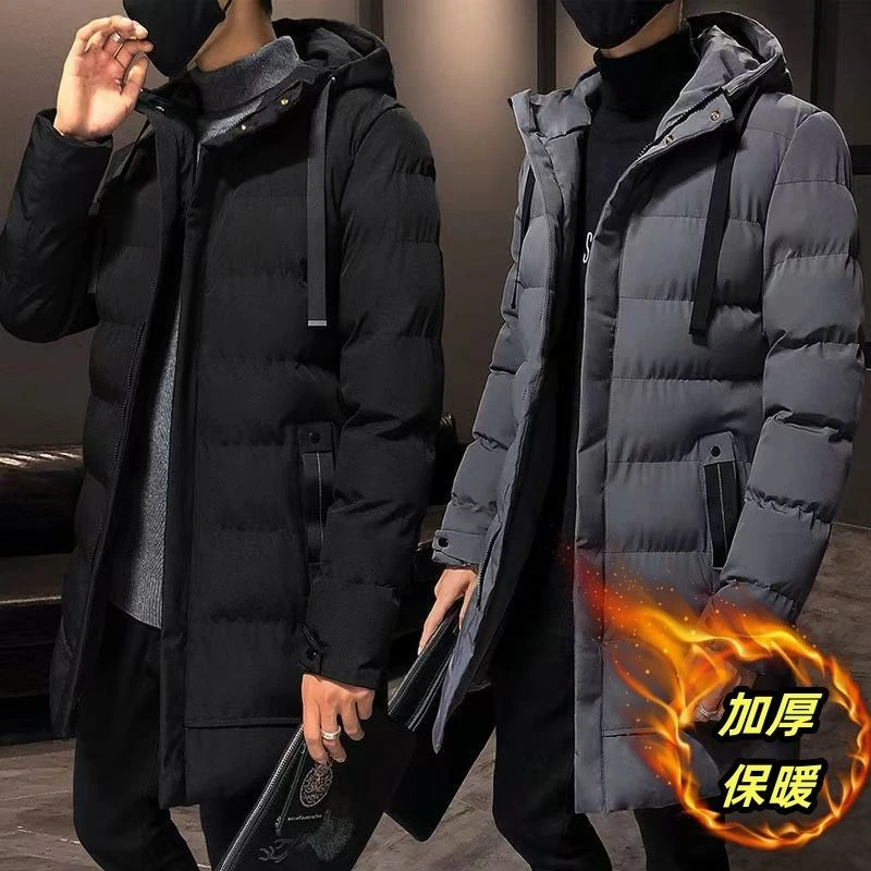 男士中长款棉衣冬季加厚保暖休闲棉袄潮流运动抗寒棉服连帽外套