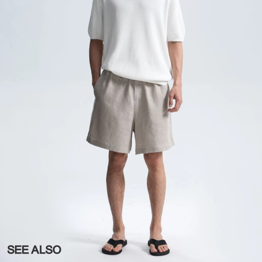 SEE ALSO『雨露亚麻』法国进口原麻老钱松弛感肌理廓形休闲直筒短裤