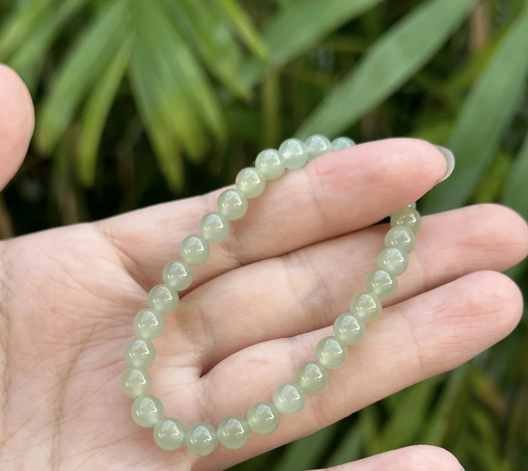 和田玉手串6mm晴水高品质天然冰底精致百搭（拍一发一）