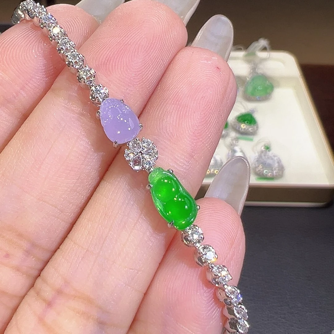 翡翠18K金镶嵌手链翡翠