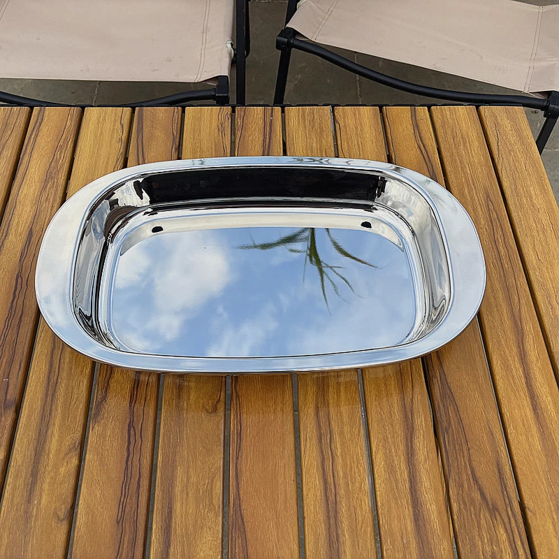 【出口欧洲】Deyatai304不锈钢烤鱼盘镜面38cm蒸鱼盆加厚电磁炉明火