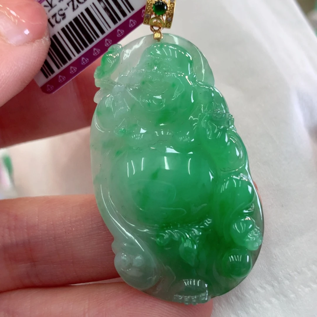 翡翠吊坠(不含链)18K金镶嵌