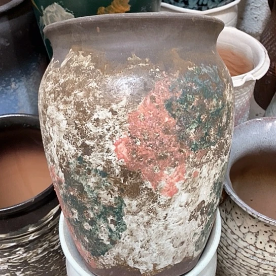紫砂花盆口20高度28油画