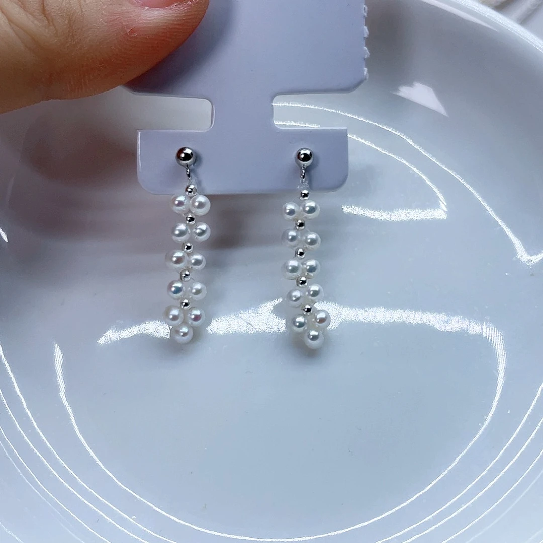 银S925镶嵌耳饰淡水珍珠