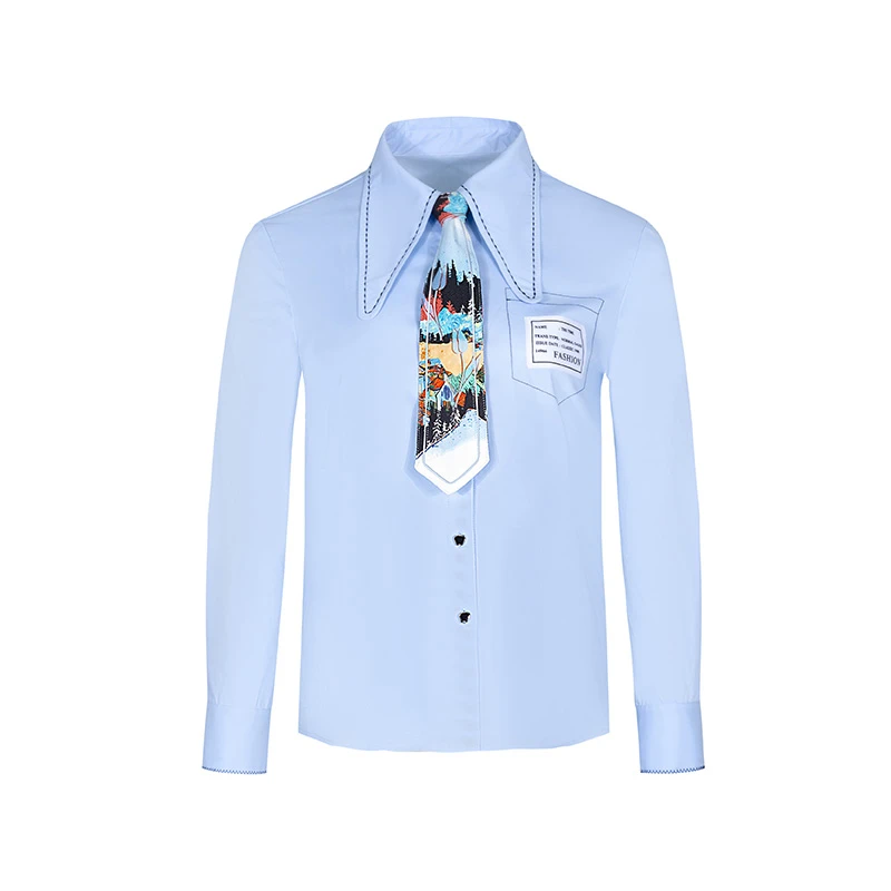 【直播专享】商场同款春秋新品可拆撞色绣花领带衬衫N043B41280