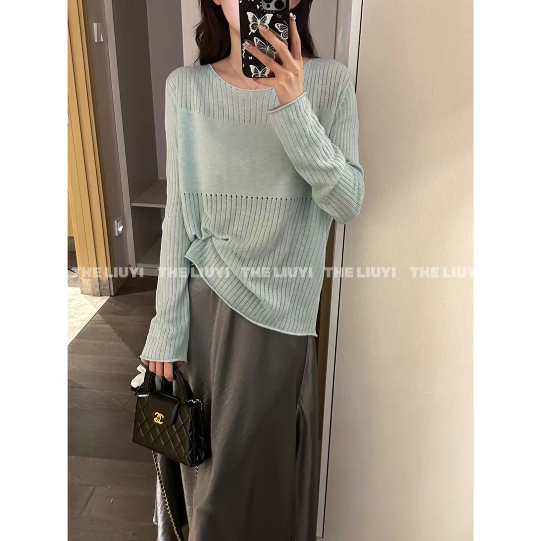 【LIUYI】慕斯衫~夏季轻薄针织长袖上衣53147