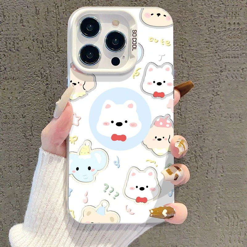 卖萌动物防摔彩银手机壳适用于多款主流手机型号