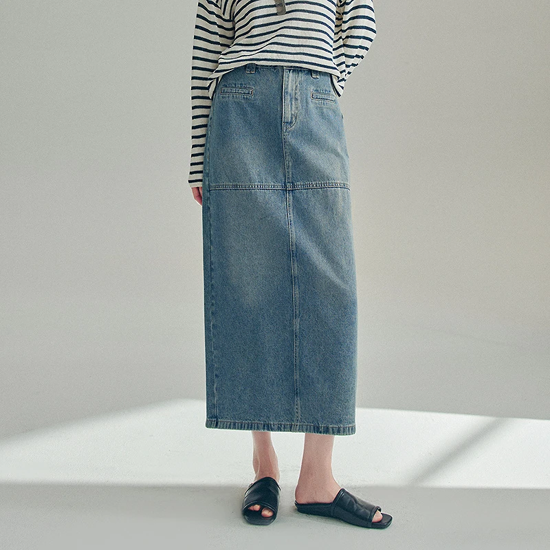 【粉丝专享】MOFAN摩凡秋新款牛仔蓝半身裙MAB552315