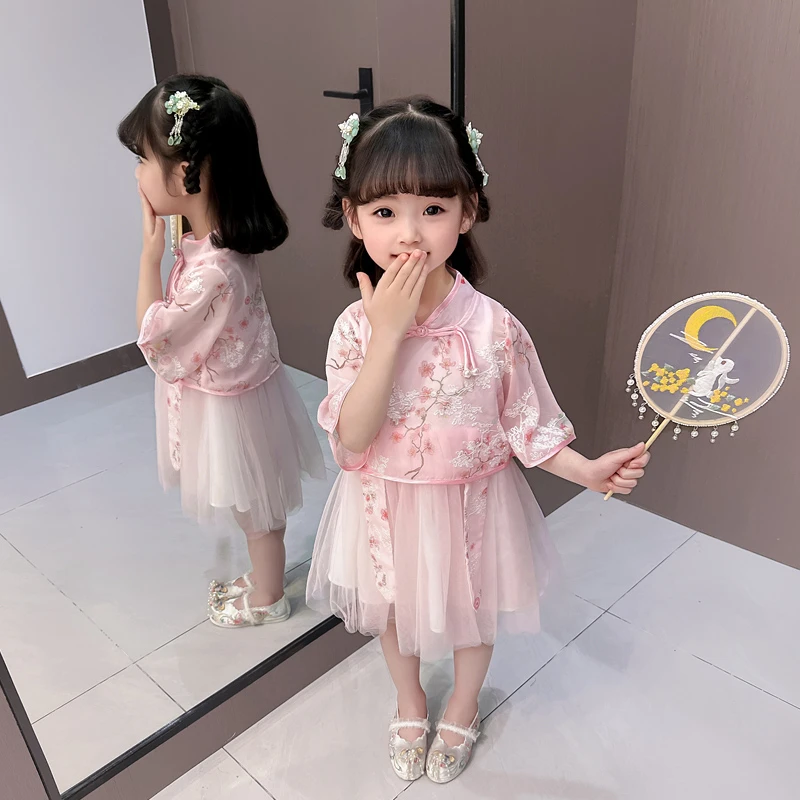 L114汉服连衣裙中国风古装宝宝夏季超仙公主风两件套套装小童女孩