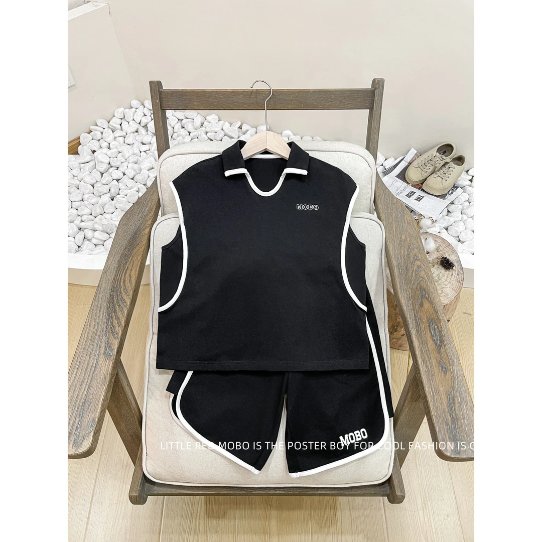 【现现】童装男童针织套装2025夏季新款儿童两件套MMT822043