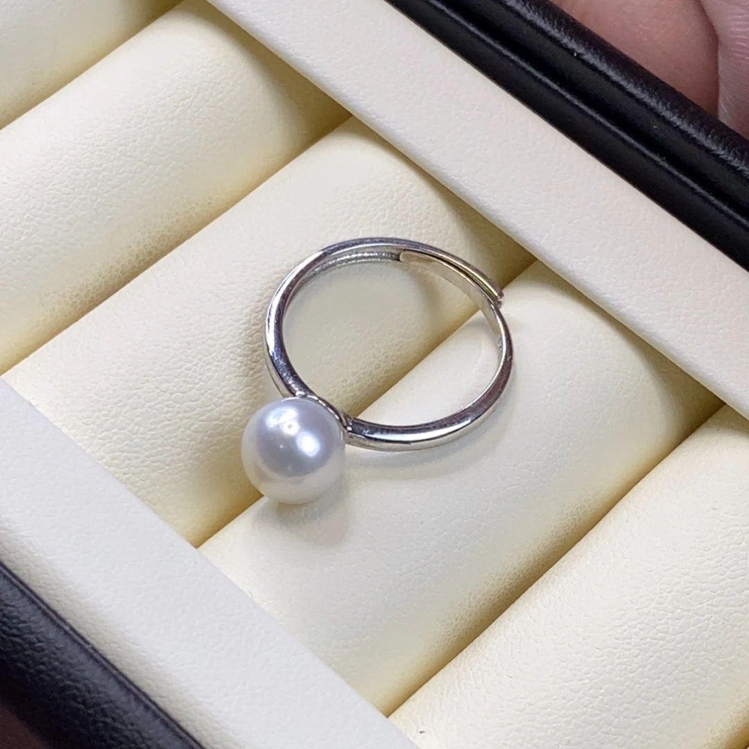 淡水珍珠银S925镶嵌戒指微瑕