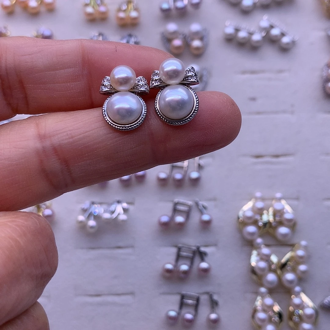 淡水珍珠耳饰合金