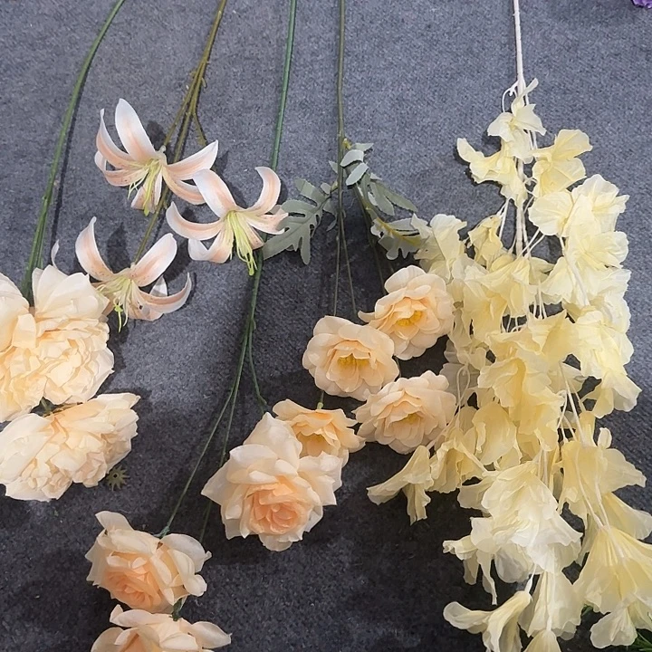 150支香槟色系花材仿真花