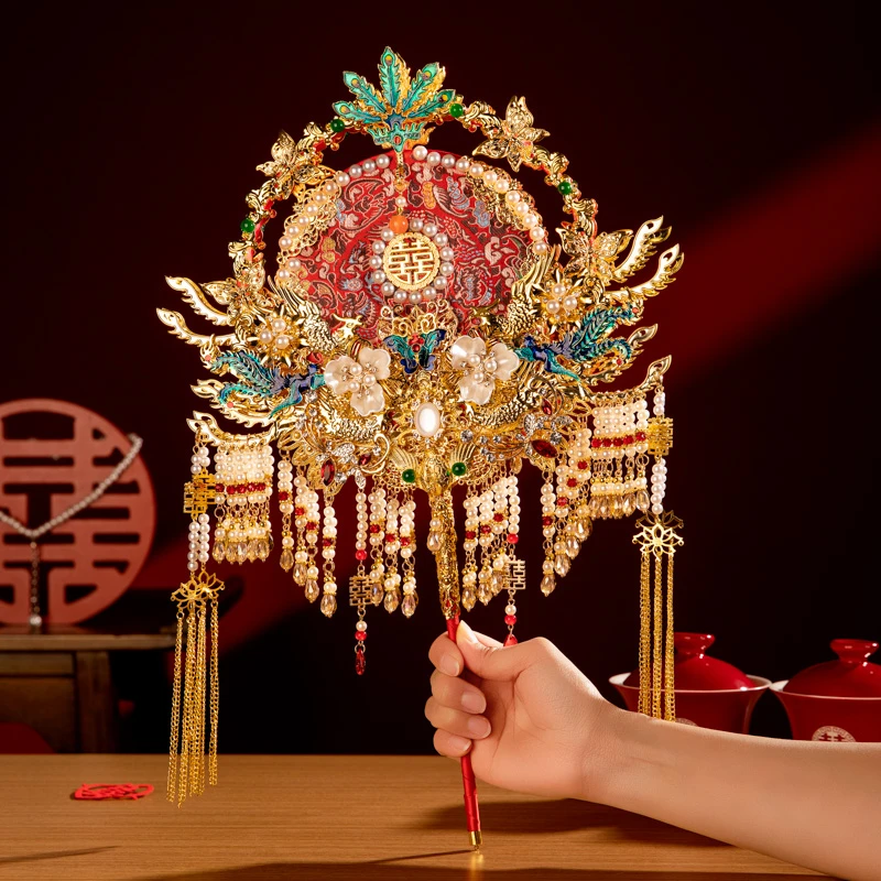 经典中式新娘结婚团扇手工diy材料包中式婚礼秀禾喜扇