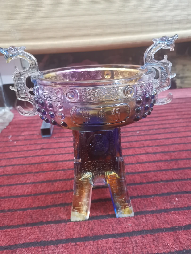 高端琉璃奇石摆件彩鼎