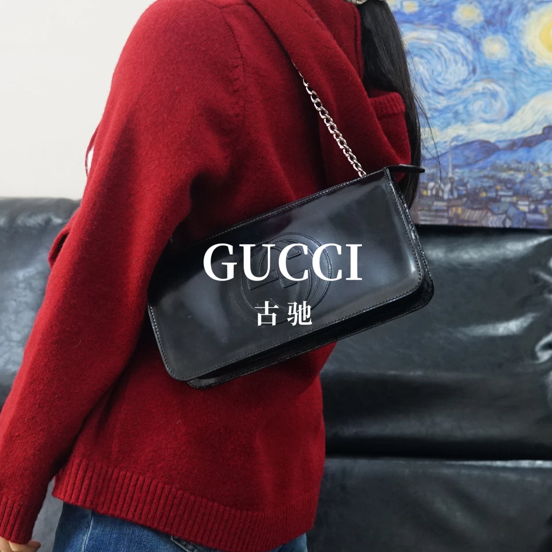 95新 GUCCI/古驰 黑色单肩包/JJ12530119/0119