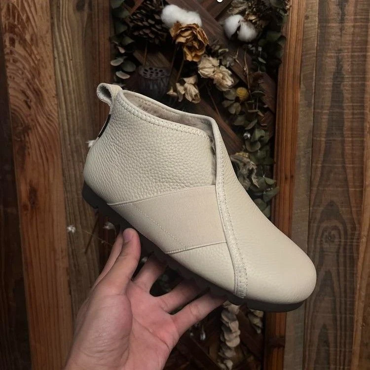 雪地靴女2025冬季新款真皮加绒保暖一脚蹬短靴平底百搭轻便女棉靴