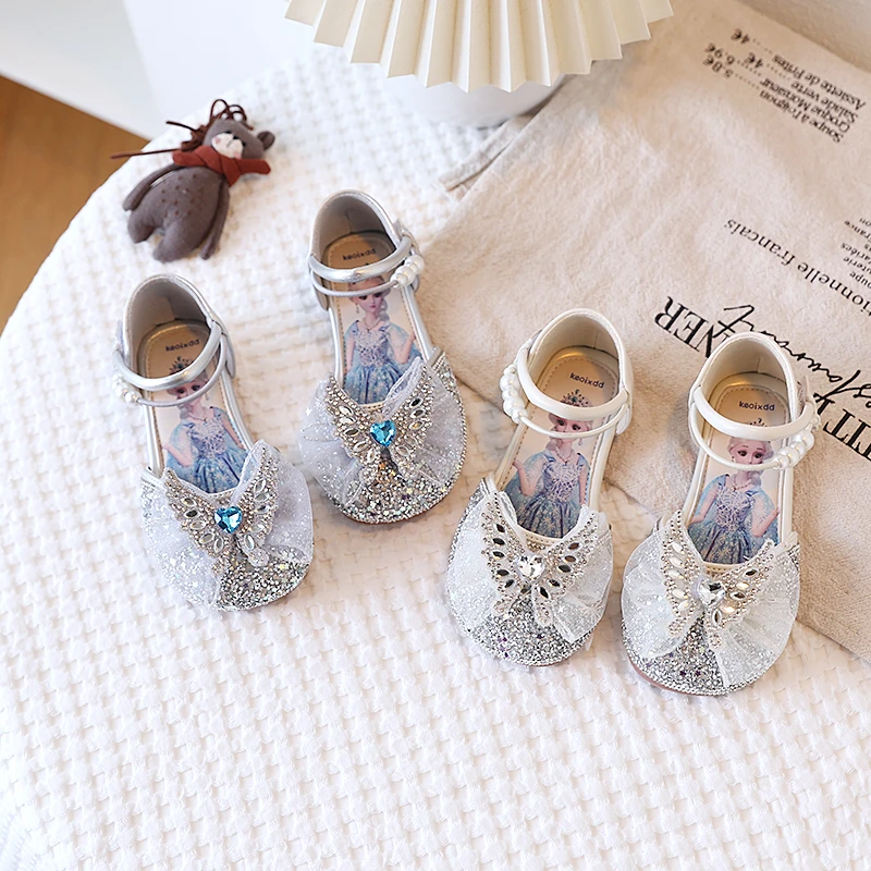 品牌童鞋女童包头凉鞋夏季爱莎2025公主水晶发光凉鞋小女孩宝宝鞋