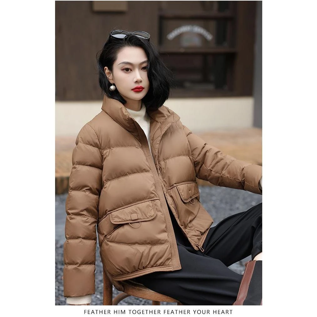 欧美肯豆风面包服女百搭立领外套短款纯色棉衣冬季新款宽松潮809