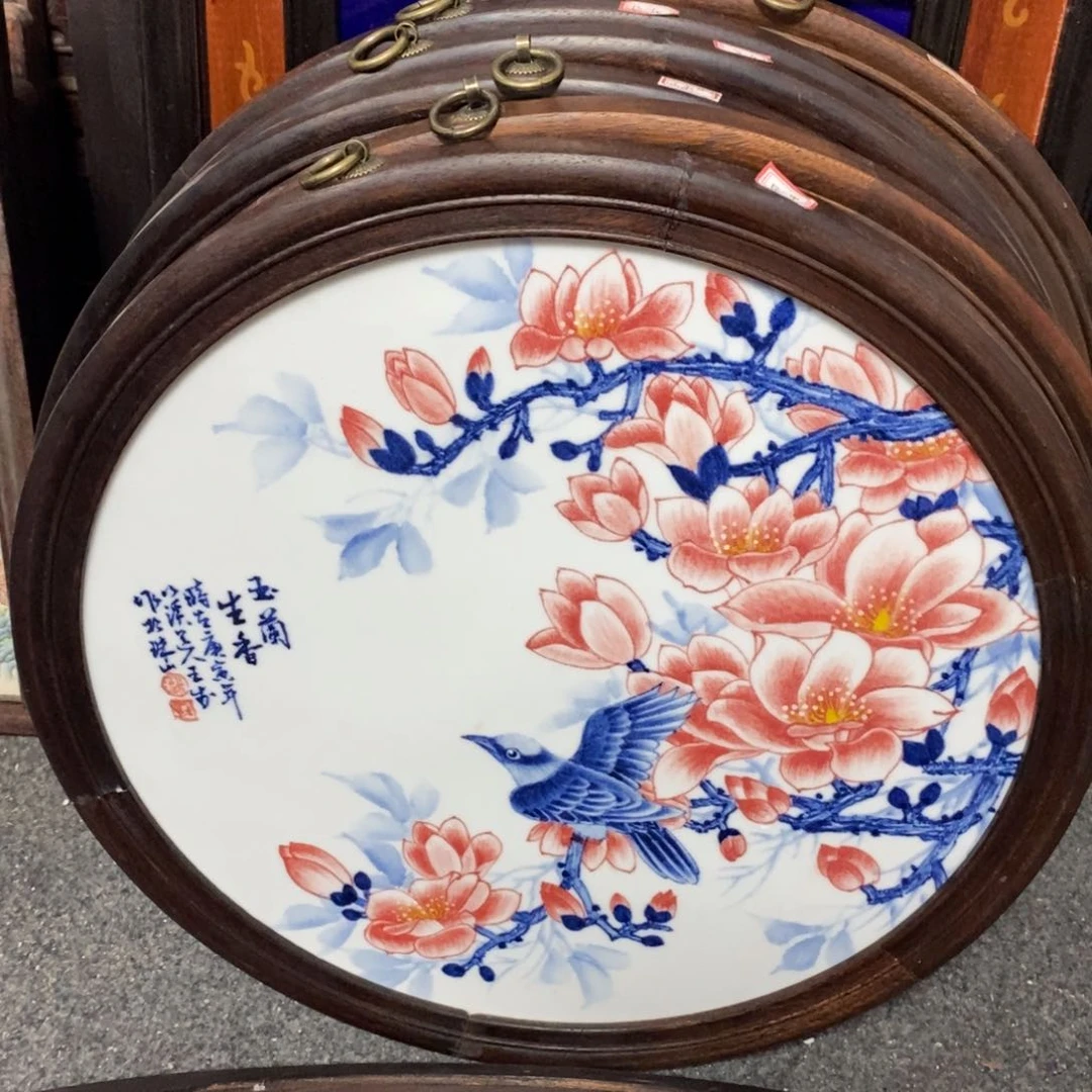 瓷片45*45*1景德镇瓷板画柴窑烧制