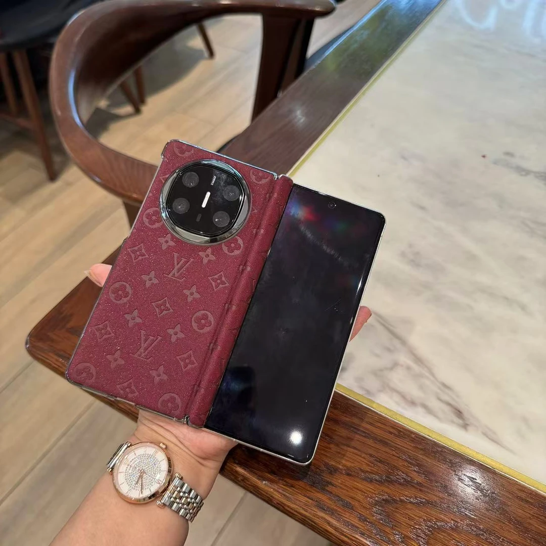 适用于华为Matex6/Matex5时尚字母丝绒闪星磁吸中轴折叠手机套