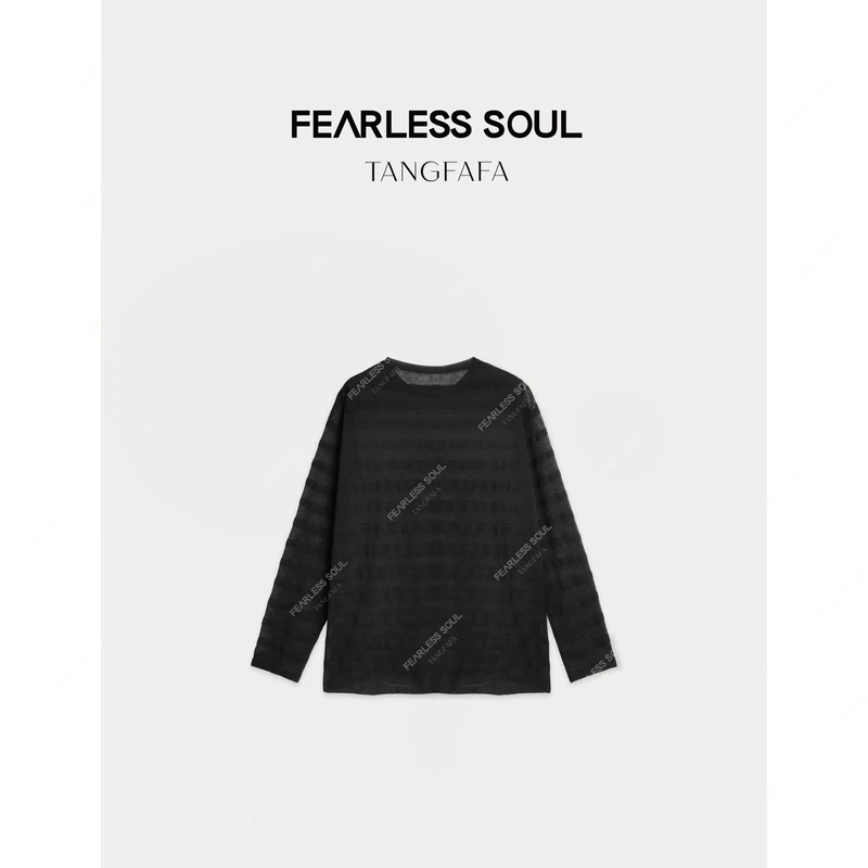 TFF X FS “朦胧透感”提花暗条纹空气感毛衫  825FM141 -