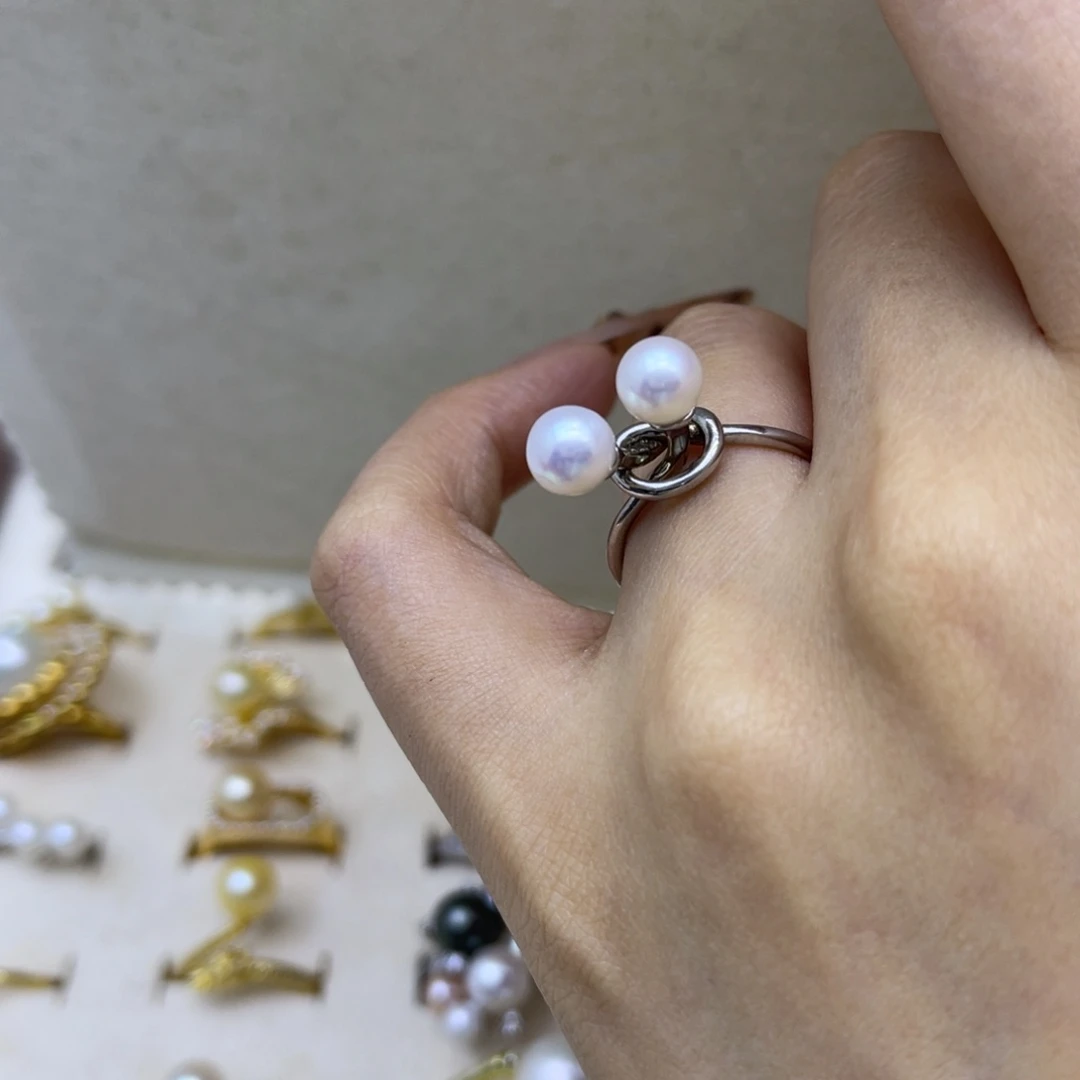 戒指淡水珍珠银S925镶嵌