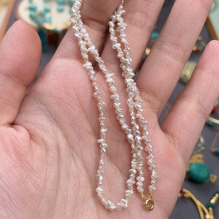 颈饰18K金镶嵌淡水珍珠