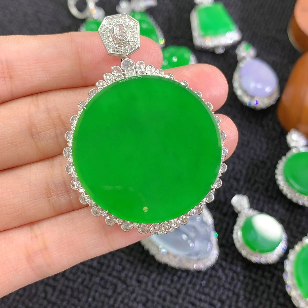 【闪购商品】翡翠18K金镶嵌吊坠(不含链)圆牌