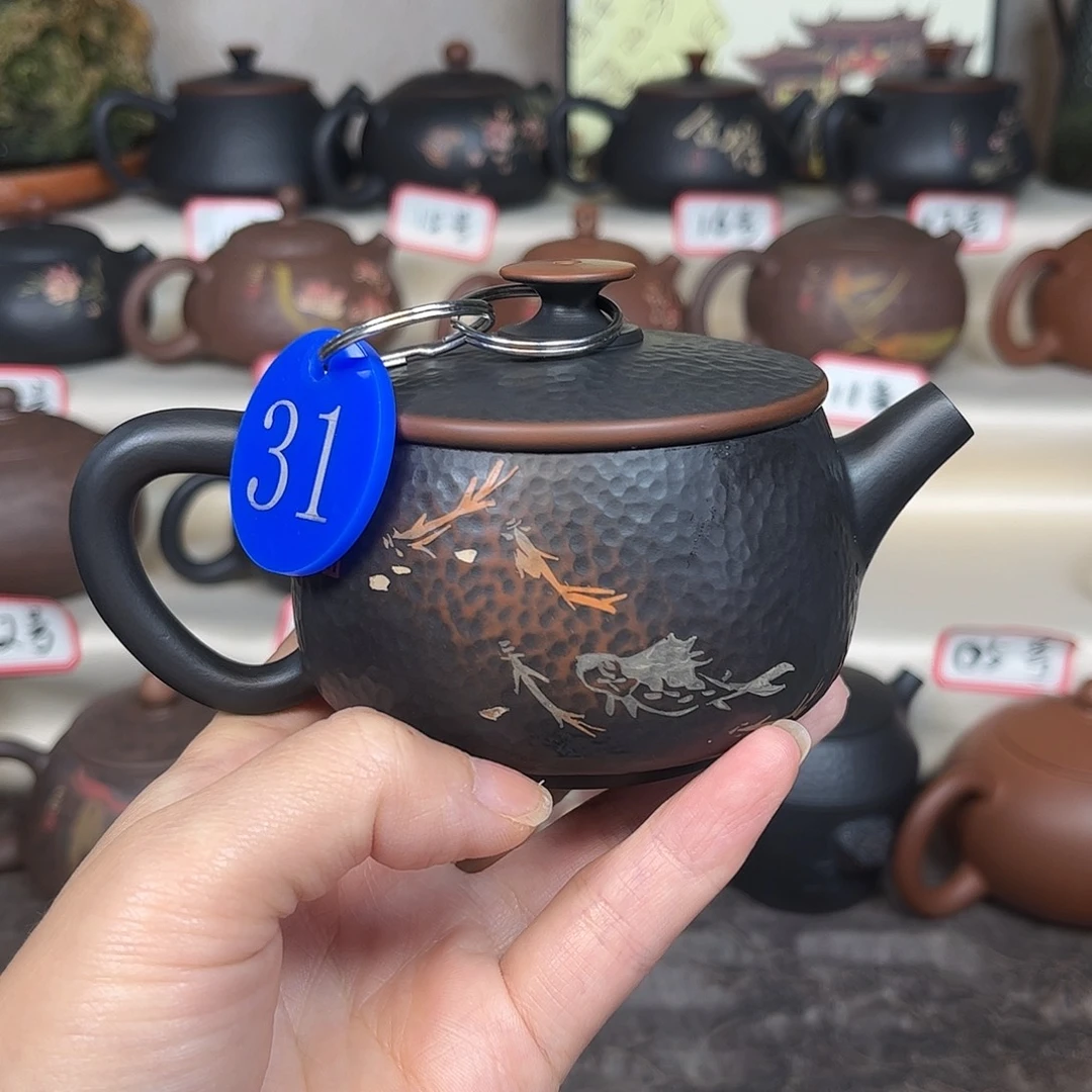 180毫升微微瑕纯手工刻填锤纹大口