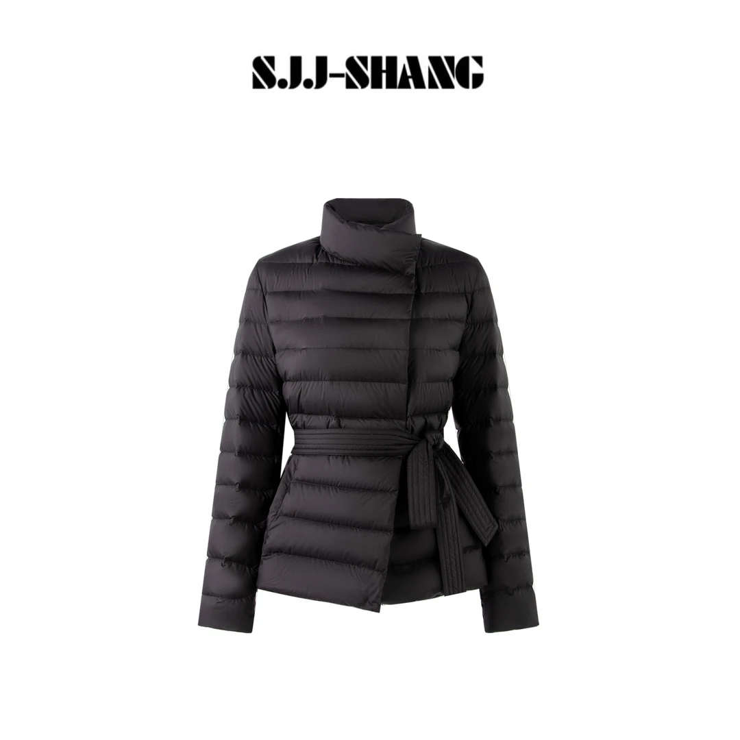 SJJ-SHANG【轻量锁温】进口匈牙利90鹅绒收腰横条鹅绒服q135757p