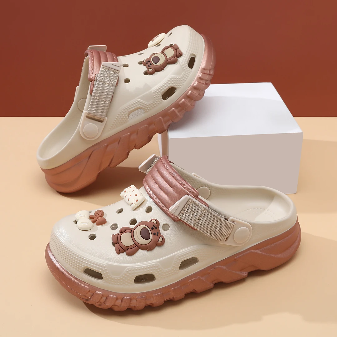 女款洞洞鞋夏季外穿2025新款厚底防滑包头拖踩屎感两穿沙滩凉拖鞋