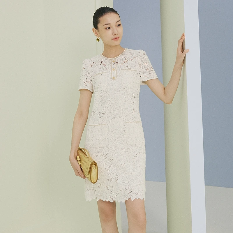 FS经典圆领小香风撞色织带短袖连衣裙女25夏新款4527A