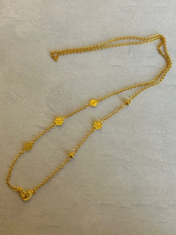 坠链均足银 平安珐琅双钩链时尚