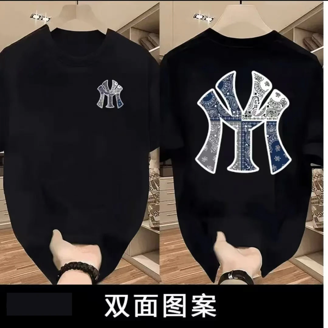 时尚潮流男装T恤宽松纯棉宽松型夏季短袖男款圆领情侣款