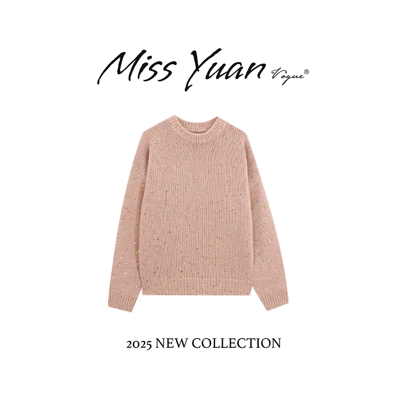 M.Y媛总 【柔粉星咩】2025冬季圆领长袖时尚百搭毛针织衫MY2518D