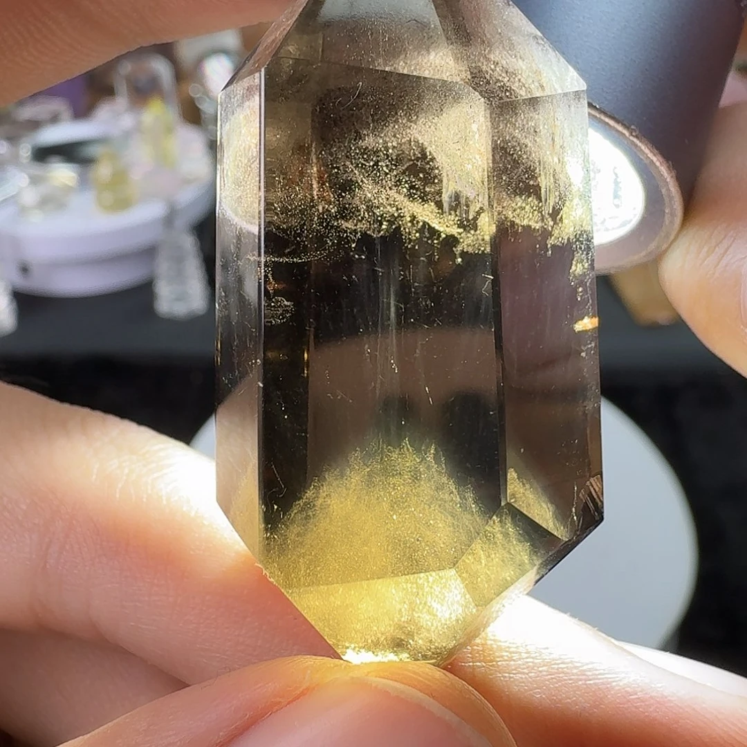 水晶未镶嵌珠宝半成品茶晶蓝针山