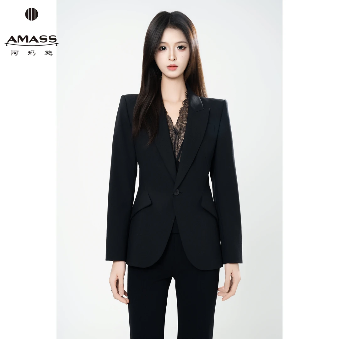 AMASS/阿玛施秋季时尚设计感气质修身职业长袖纯色西装女 5400809