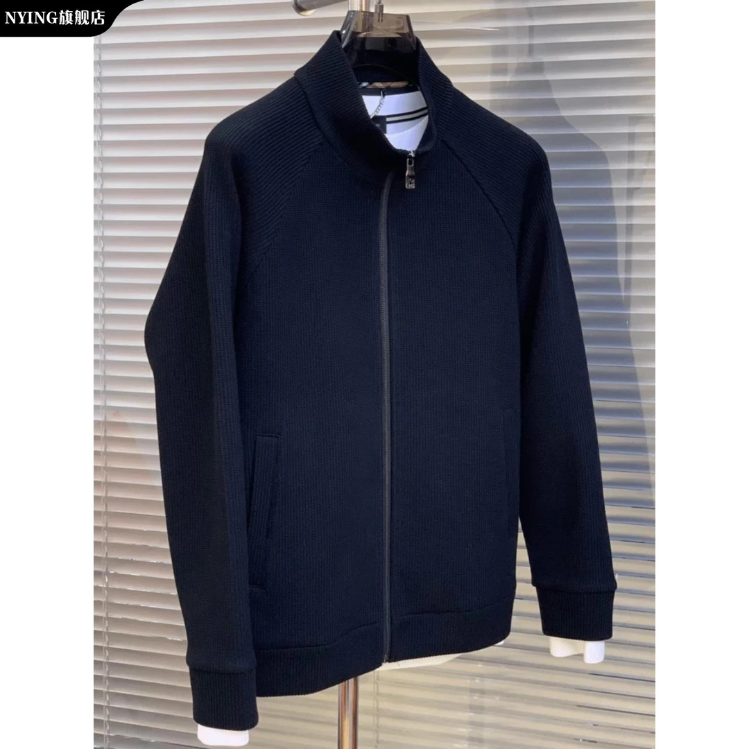 NYING2025秋季时尚休闲拉链立领针织外套男修身轻奢百搭毛衣开衫