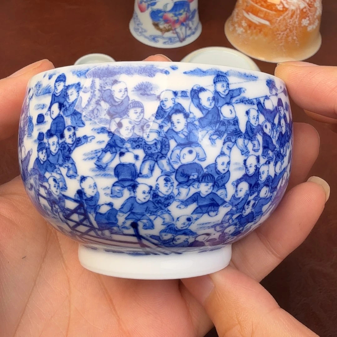 魑***魉现代景德镇全手工全手绘茶具微瑕