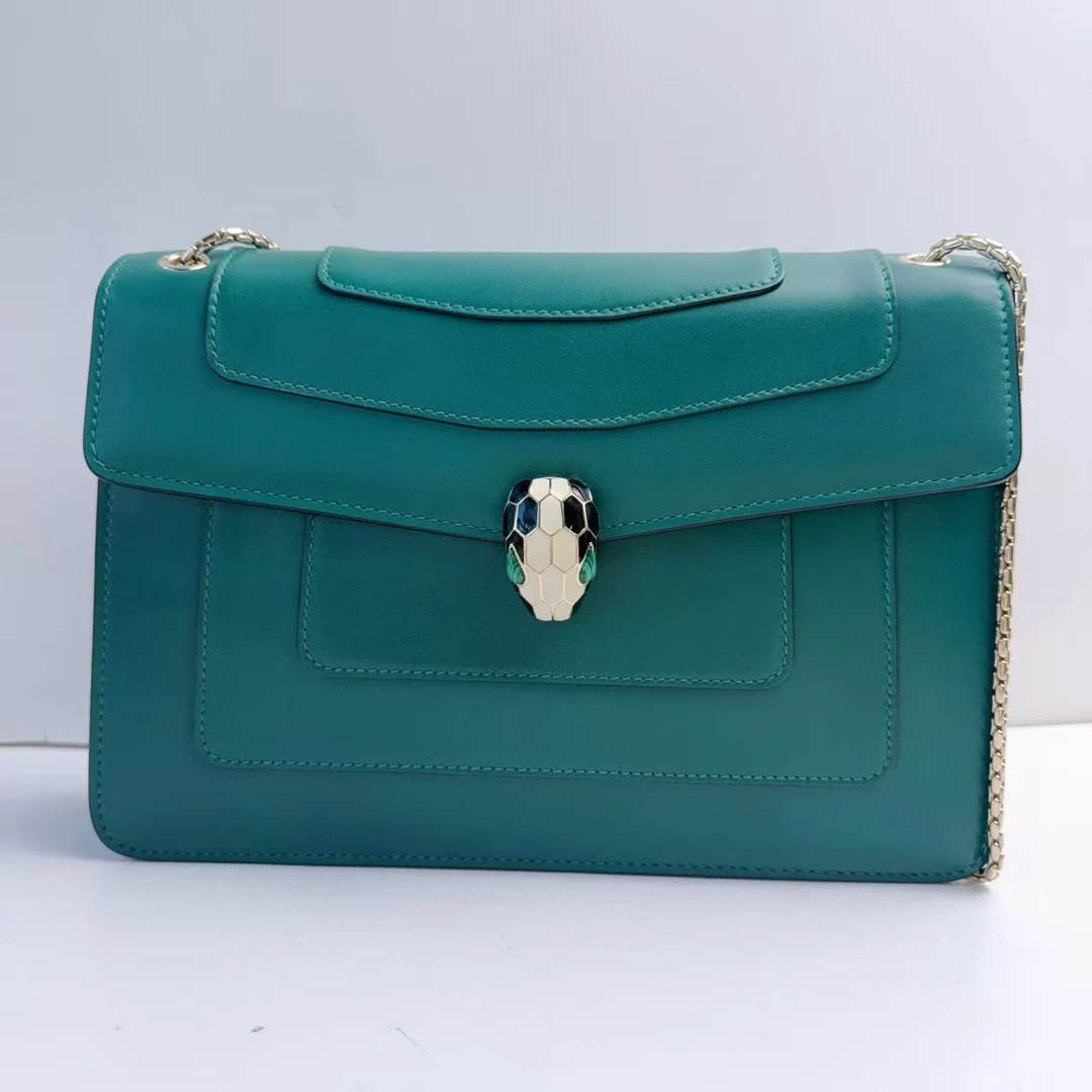 95新 BVLGARI/宝格丽 祖母绿中号蛇头单肩包