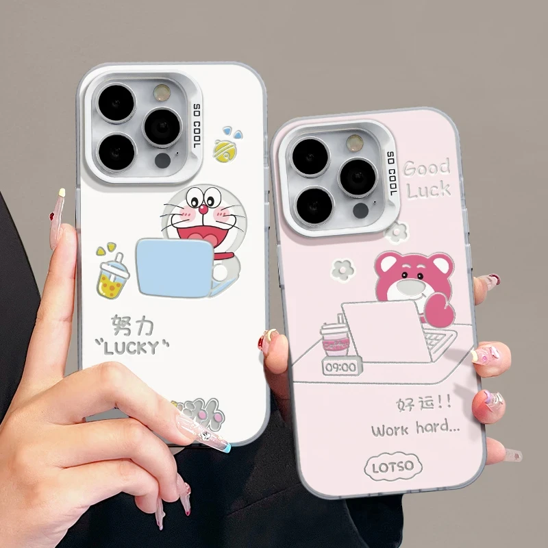 办公哆啦新款彩银适用苹果16/华为荣耀/OPPO/VIVO/小米手机壳防摔
