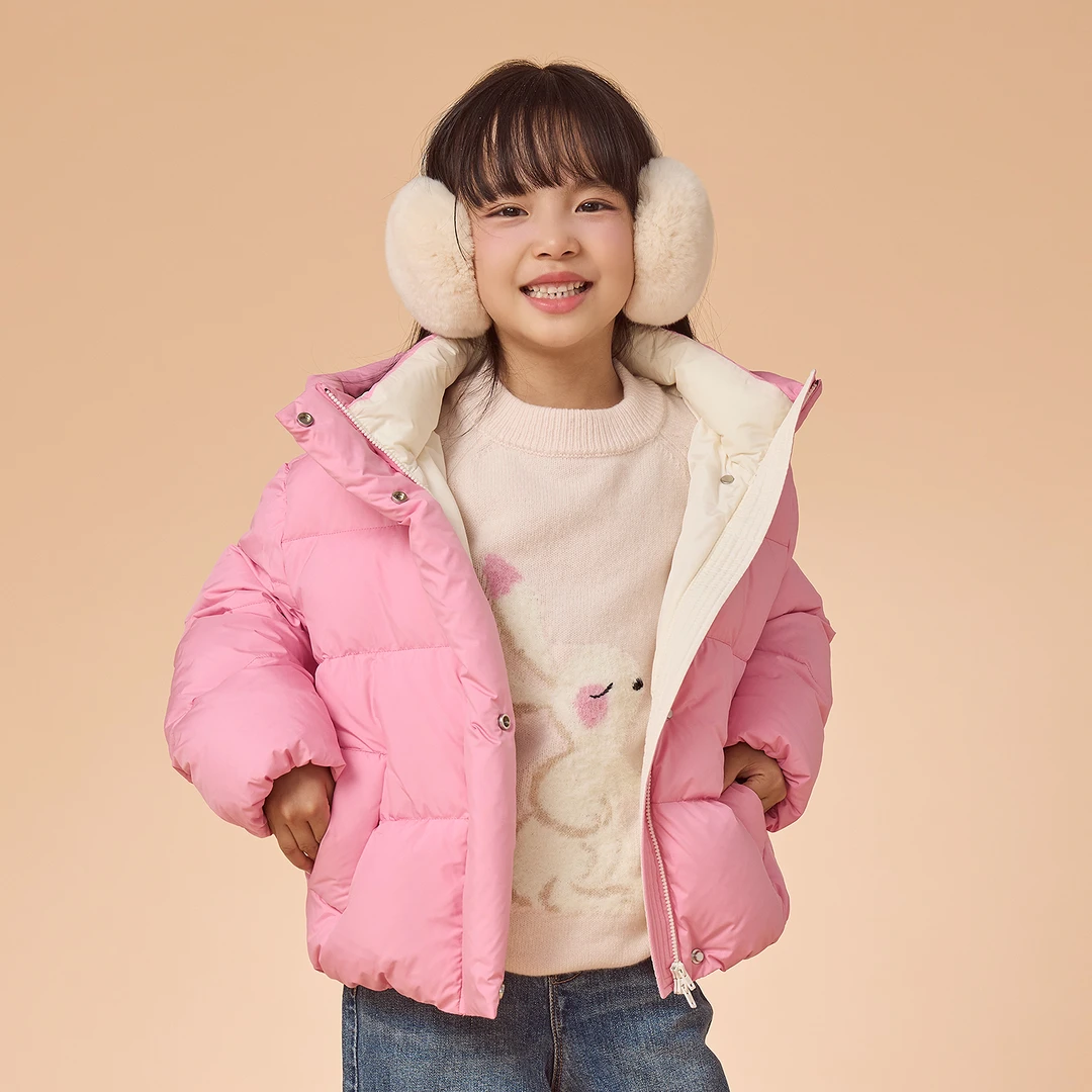 [商场同款]EP雅莹童装2025冬女童新款短款面包服保暖连帽羽绒服