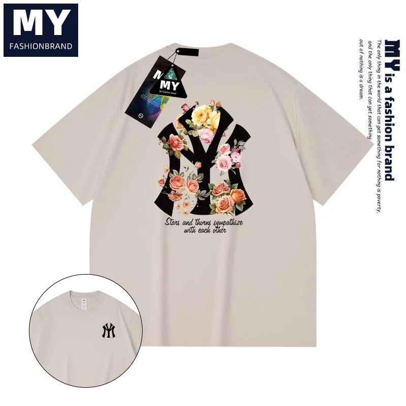 MY2025夏季款百搭短袖时尚宽松潮流男女同款情侣上衣男生穿搭衣服