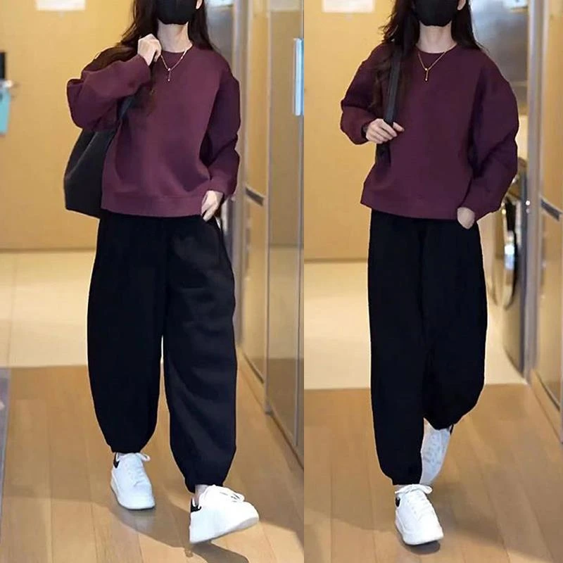 慵懒风休闲卫衣套装女2025春秋款洋气宽松时尚炸街街舞运动两件套