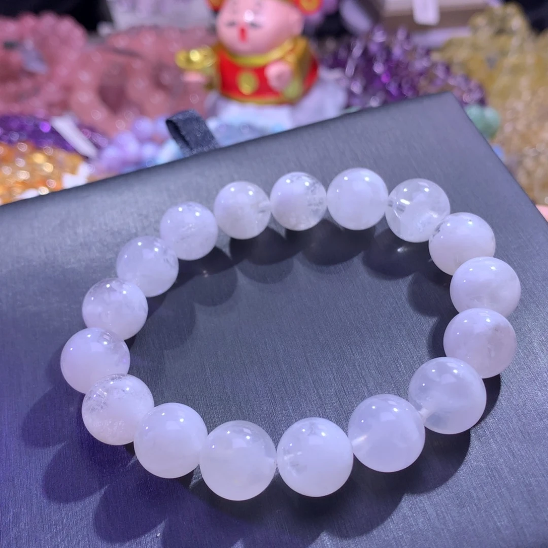 银S925镶嵌手串水晶白雪花幽灵
