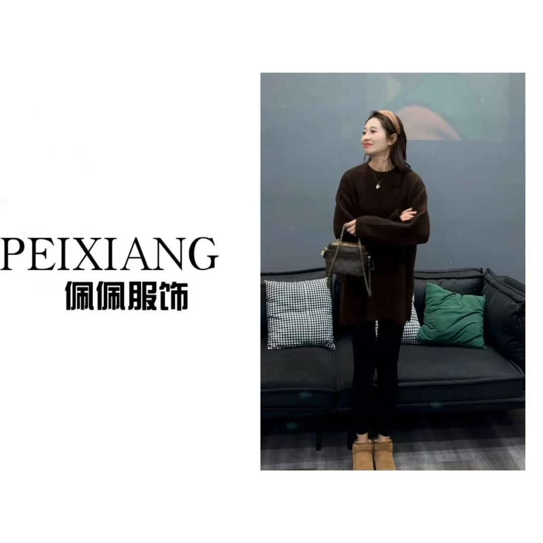 佩佩PD 【坑条开叉】针织衫  G10049  5125127 时尚秋冬休闲圆领