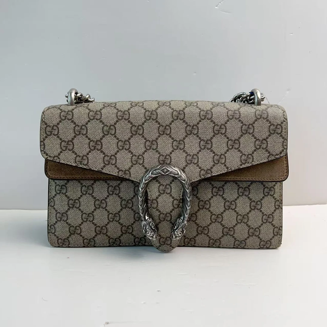 95新 GUCCI/古驰 古驰老花酒神咖麂中号单肩包